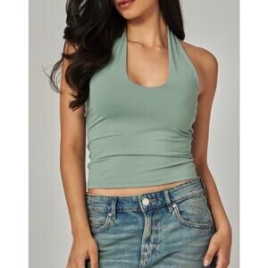 Contour Double Layered Round Neckline Open Back Top